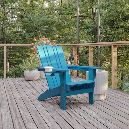 Blue Adirondack Patio Chair With Cupholder